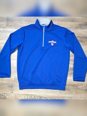 Chicago Cubs Royal Blue World Series 1/4 Zip Pullover Mens L Antigua